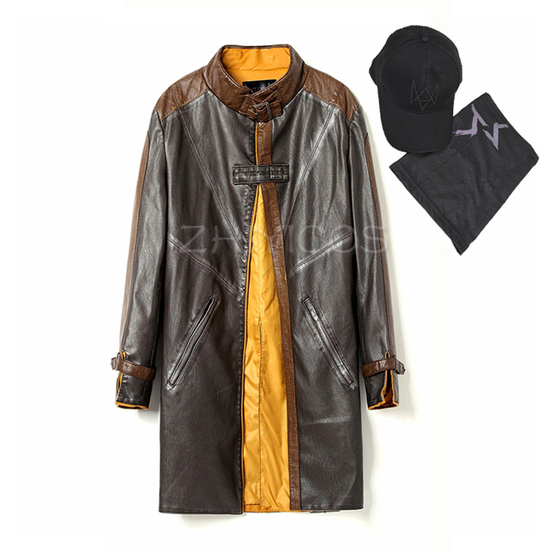 Windbreaker Anime Merchandise - Aiden Pearce Cosplay Kostuum PU Leren